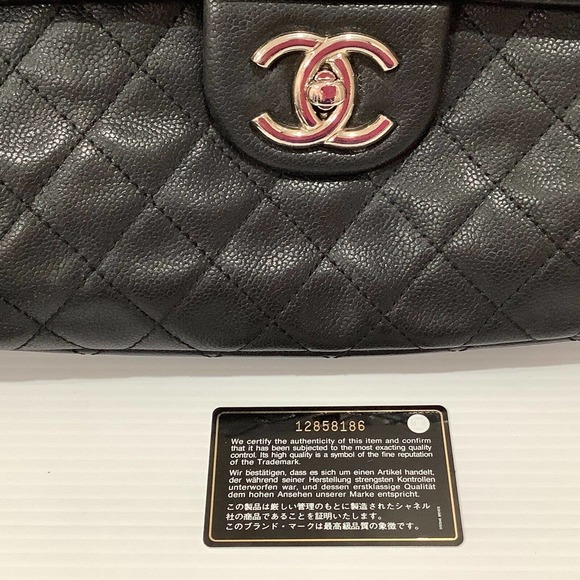 CHANEL MAXI Black Caviar Classic Single Flap Handbag SHW Shoulder Bag - Picture 15 of 16